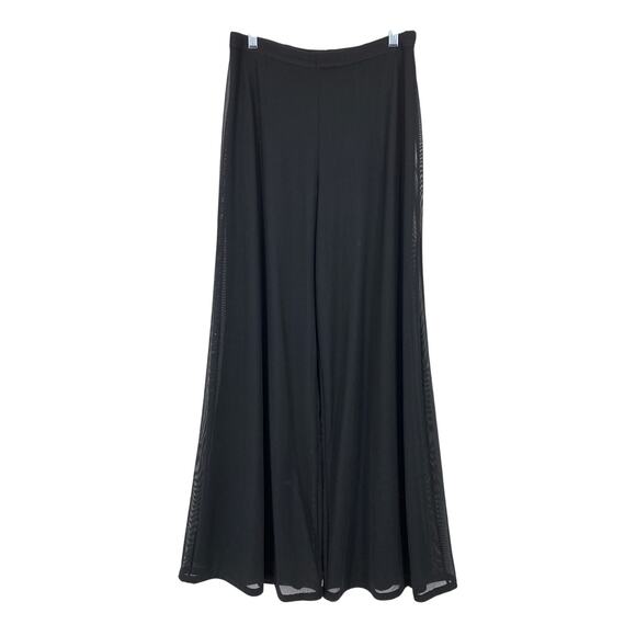 Tadashi Collection Wide Leg Pants Womens Size Small Black Flowy Overlay - Picture 1 of 5